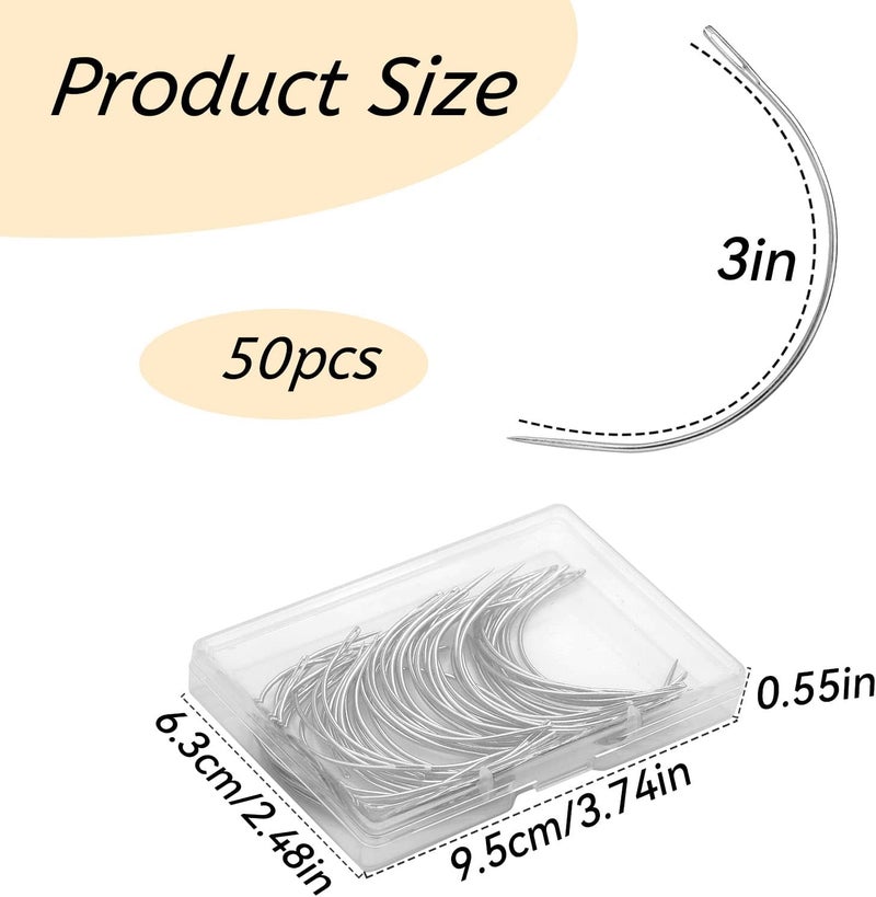 ZMAAGG 50 PCS Curved Needles, Sewing Needles, Leather and Weaving Needles for Carpet Leather Canvas Repairing, Blocking Knitting, Modelling and Crafts - Image 2